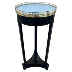 French 19th Century Louis XVI Round Bouillotte Marble Top Side Table