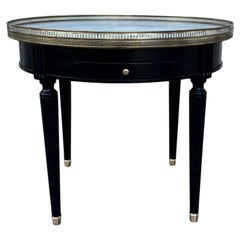 Table d'appoint ronde française du XIXe siècle, de style Louis XVI, avec plateau en marbre « Bouillotte »