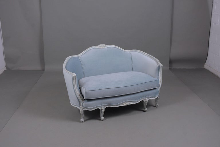Carved French 19th Century Louis XVI Settee For Sale
