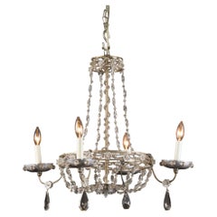 Lampadario francese del XIX secolo Luigi XVI in bronzo argentato