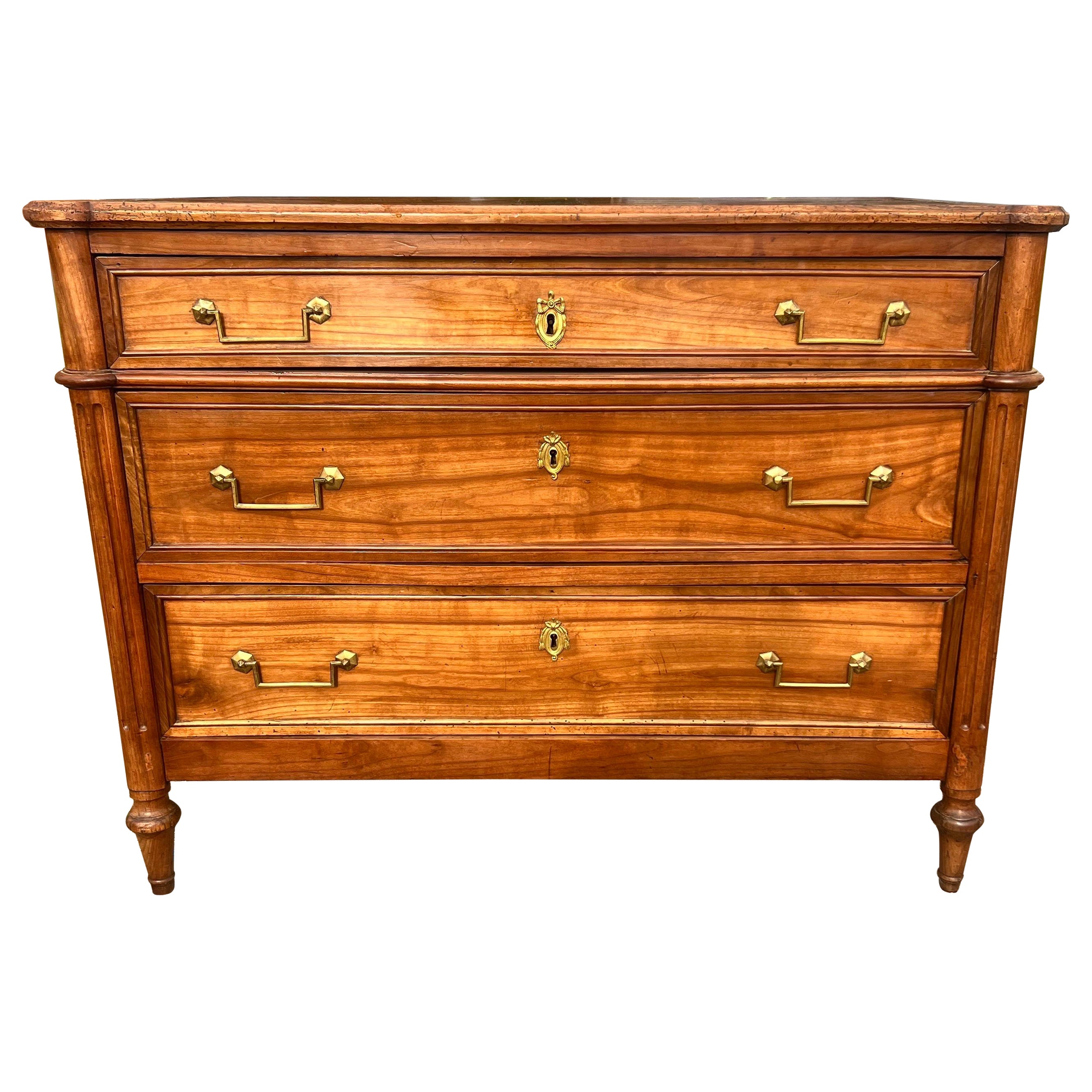 French 19th Century Louis XVI Solid Walnut Chest of Drawers
