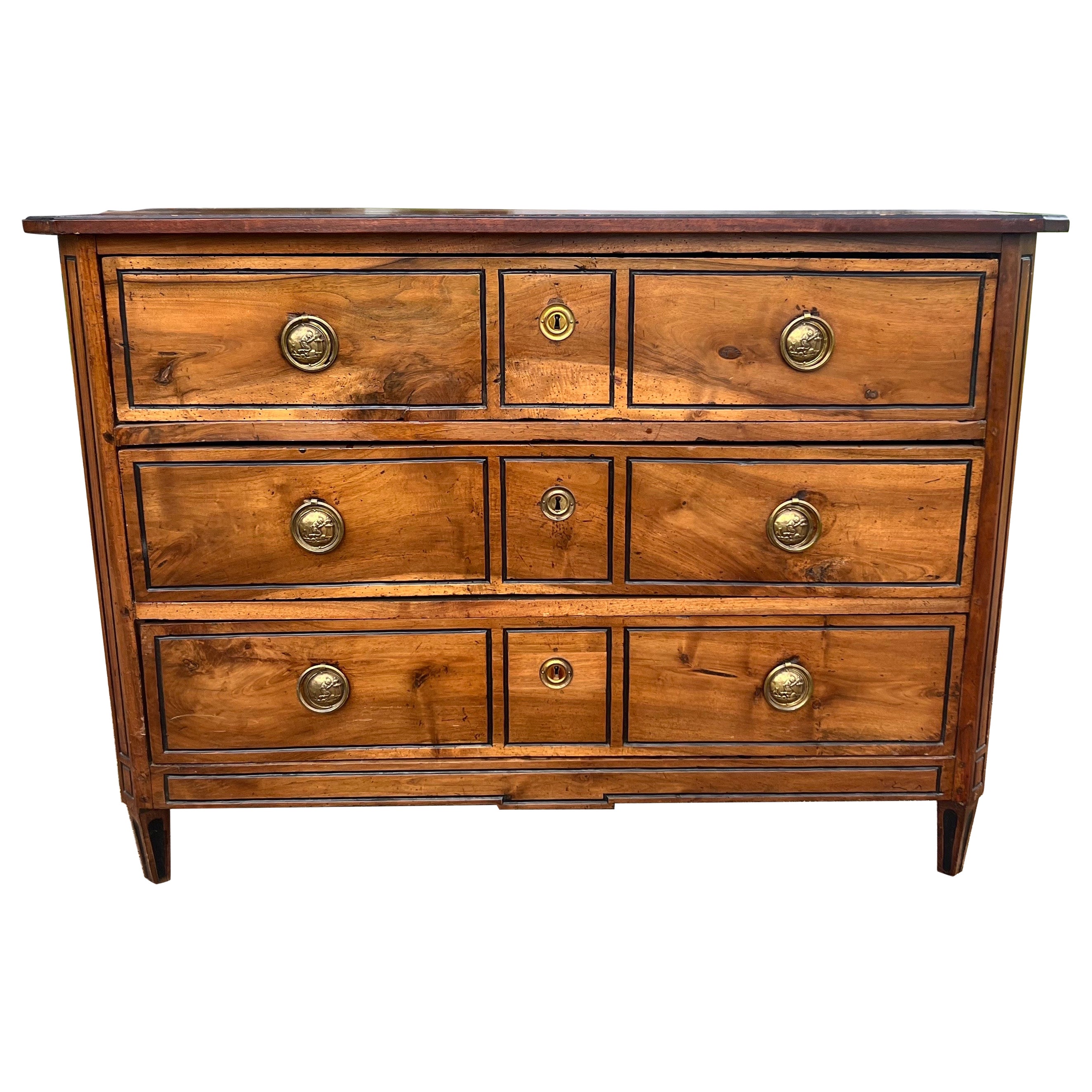 French 19th Century Louis XVI Solid Walnut Chest of Drawers For Sale