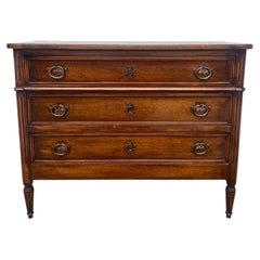 French 19th Century Louis XVI Solid Walnut Chest of Drawers
