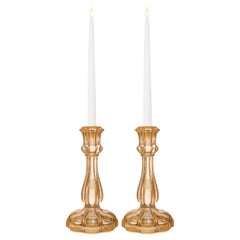 French 19th century Louis XVI st. Baccarat Crystal and Gilt candlesticks