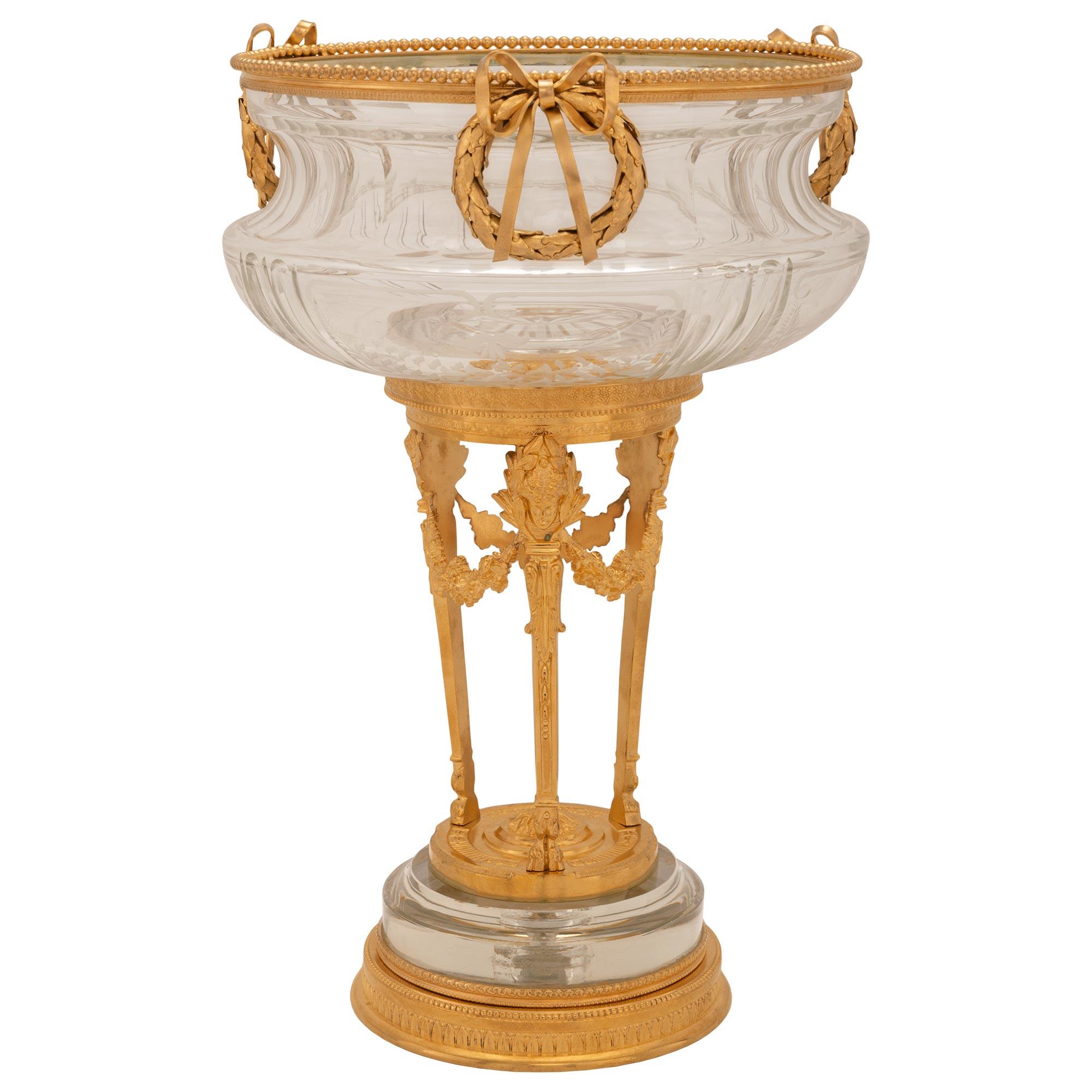 French 19th Century Louis XVI St. Baccarat Crystal and Ormolu Centerpiece For Sale 7