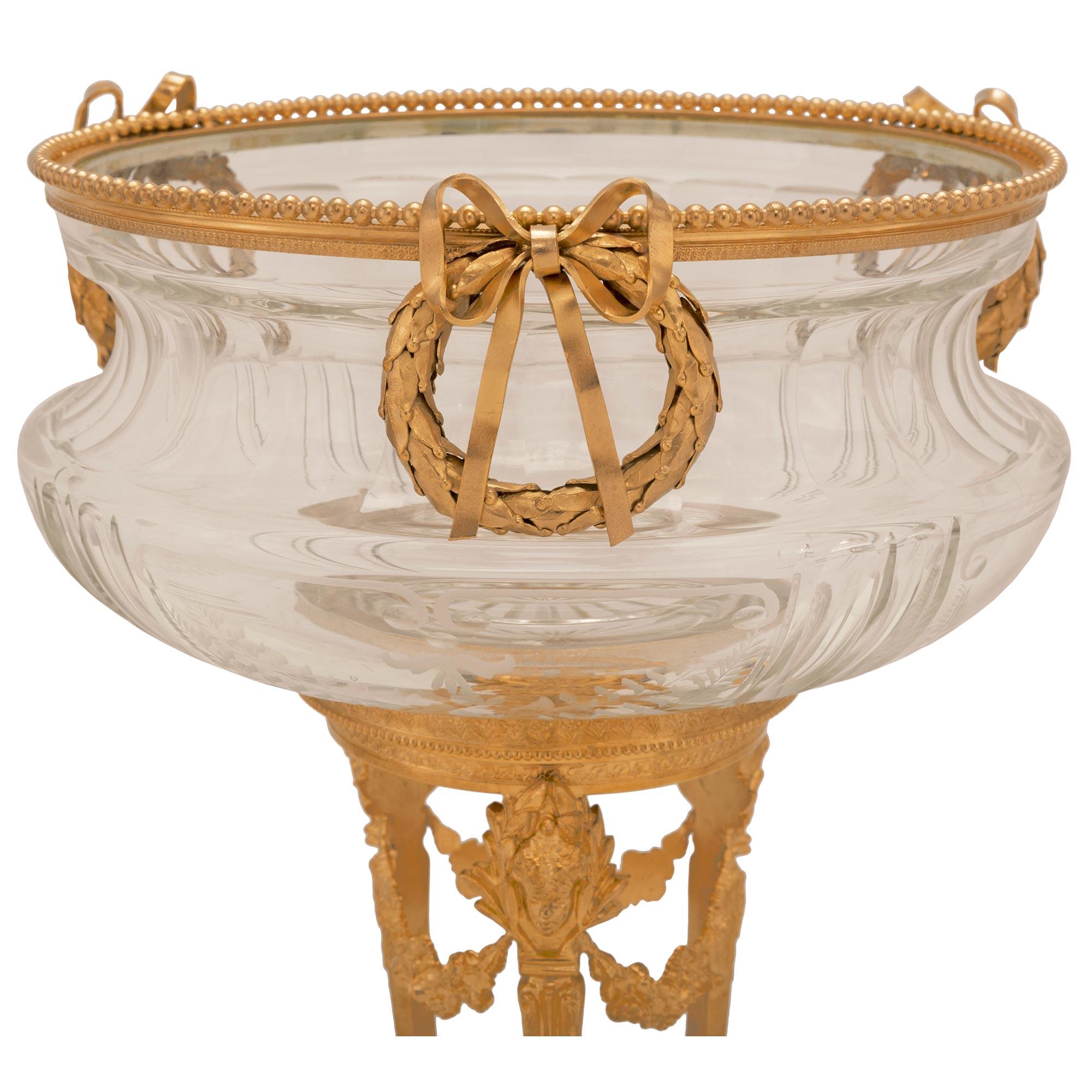 French 19th Century Louis XVI St. Baccarat Crystal and Ormolu Centerpiece For Sale 1