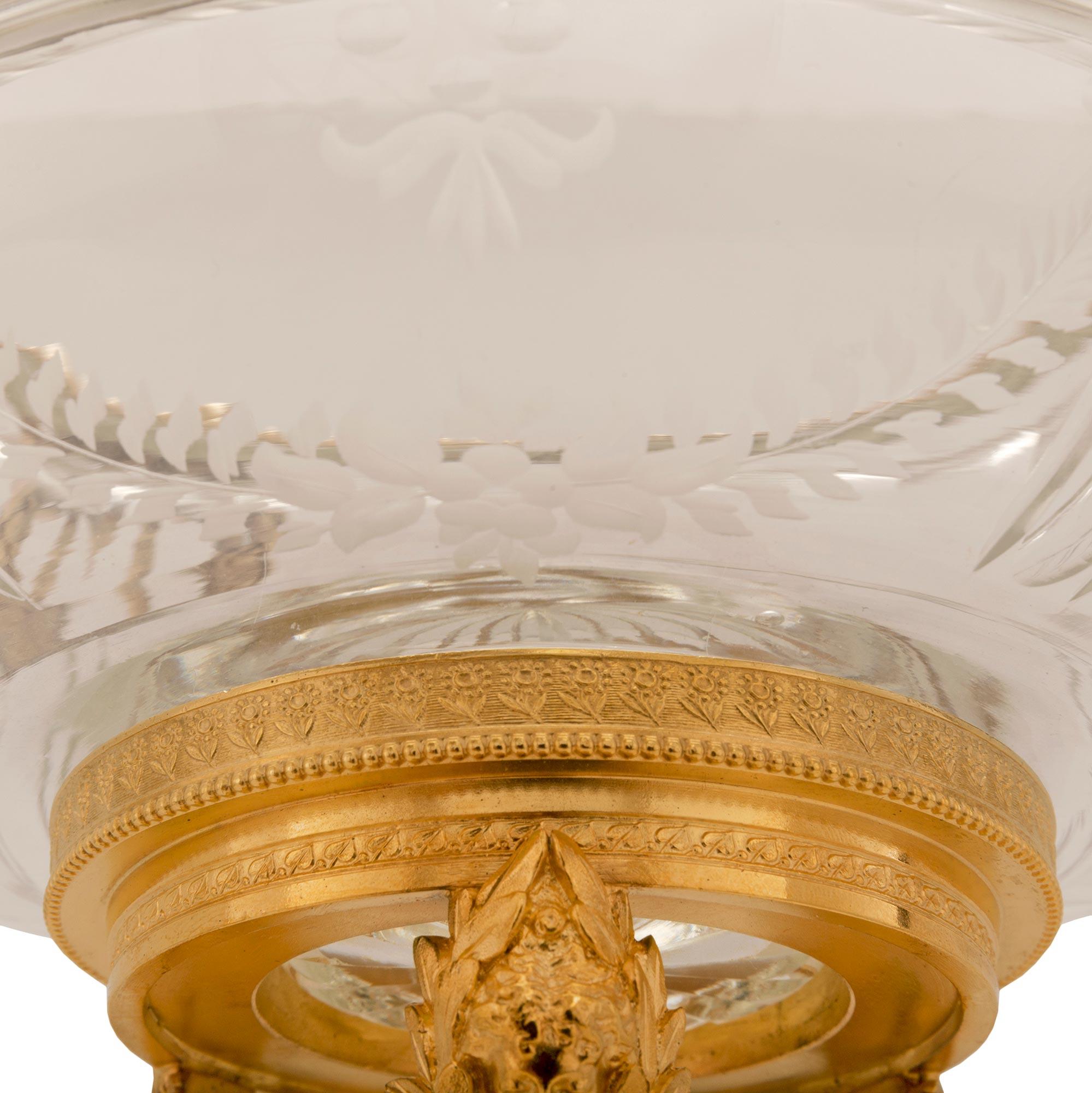 French 19th Century Louis XVI St. Baccarat Crystal and Ormolu Centerpiece For Sale 3