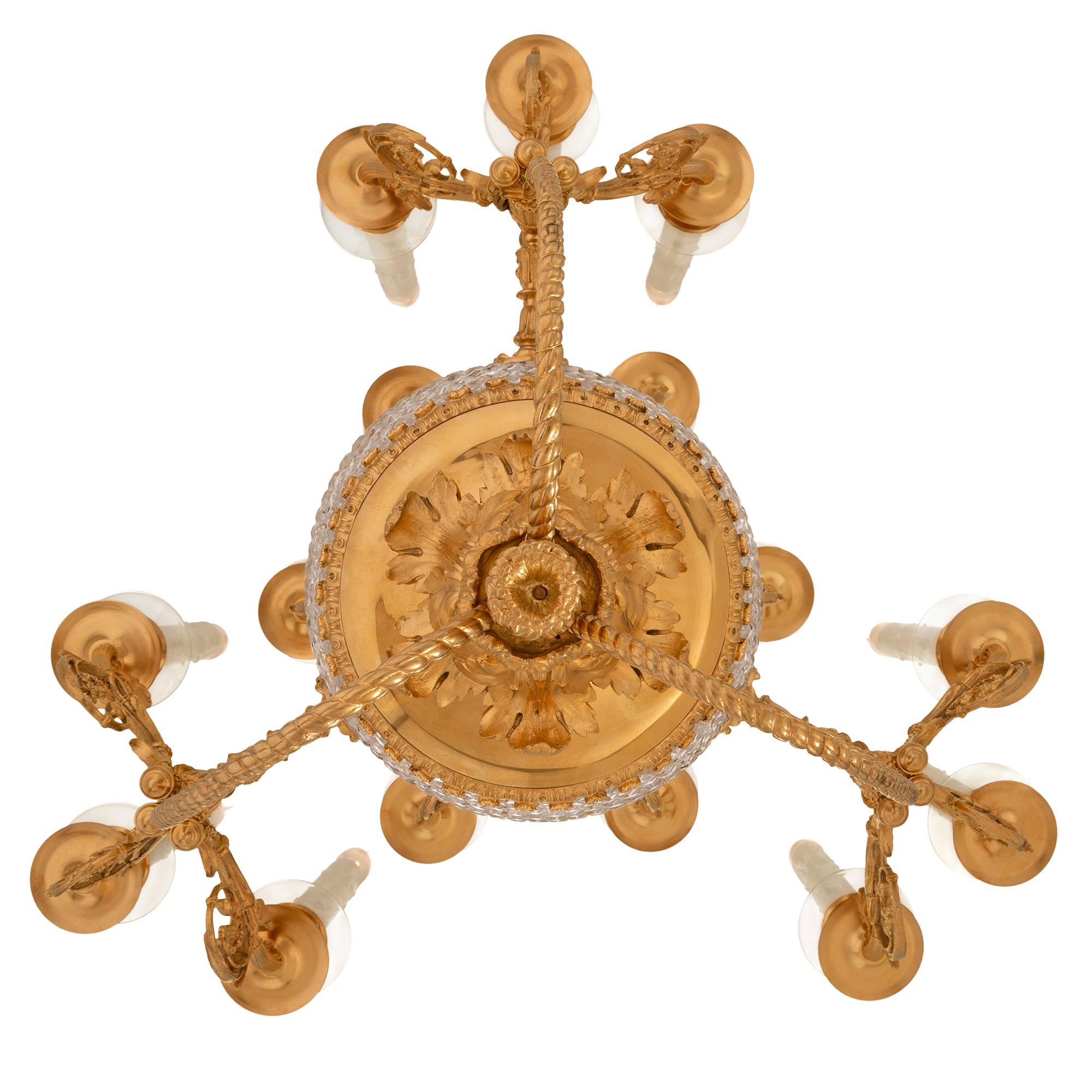 Belle Époque Lampadario francese del 19° secolo St. Louis Crystal e Ormolu di Baccarat in vendita