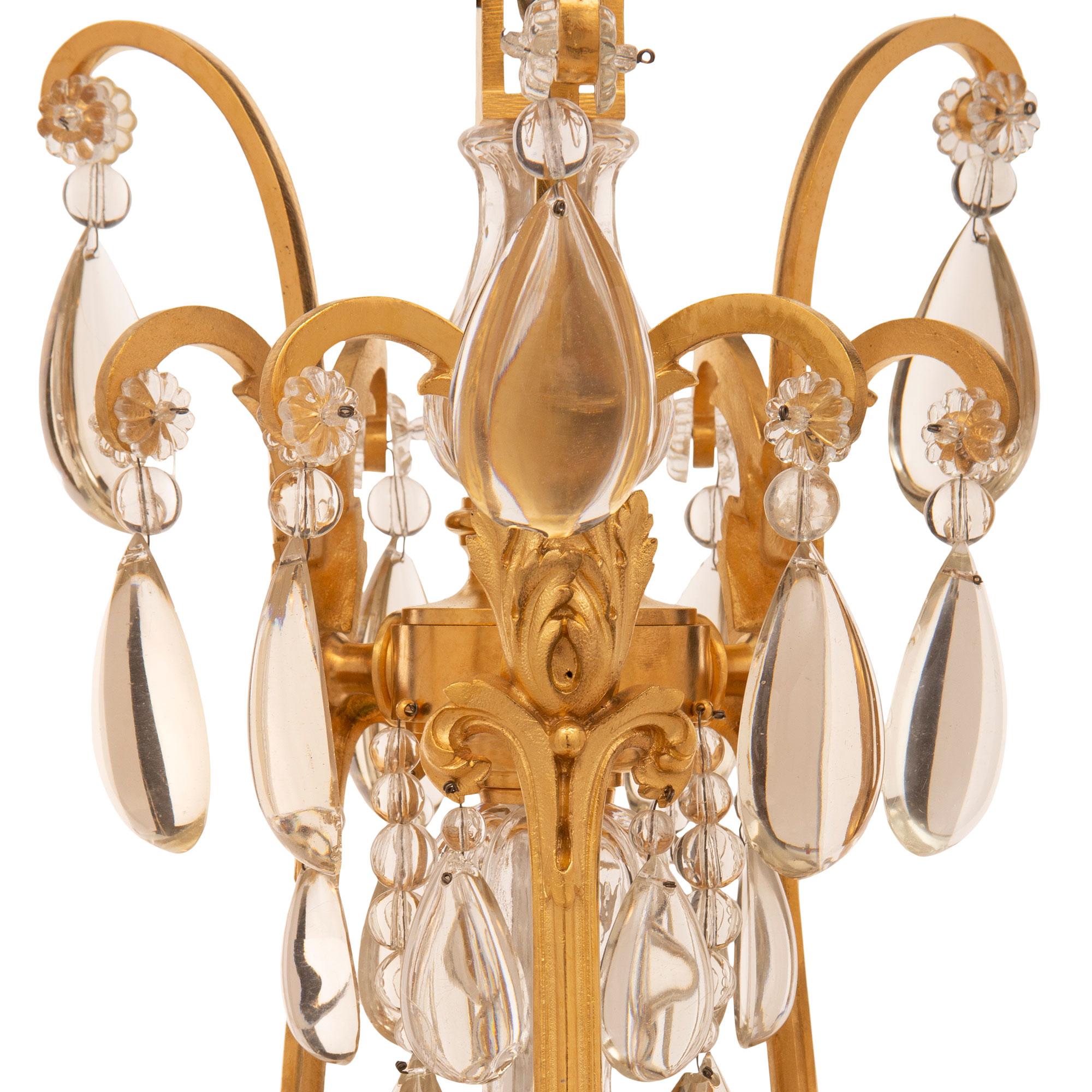 French 19th Century Louis XVI St. Baccarat Crystal and Ormolu Chandelier In Good Condition For Sale In West Palm Beach, FL