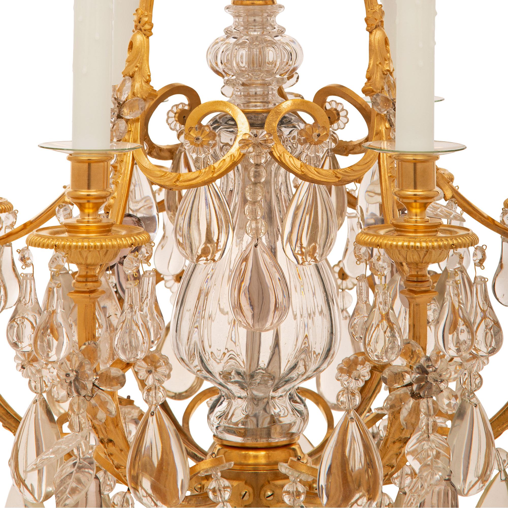 French 19th Century Louis XVI St. Baccarat Crystal and Ormolu Chandelier For Sale 1