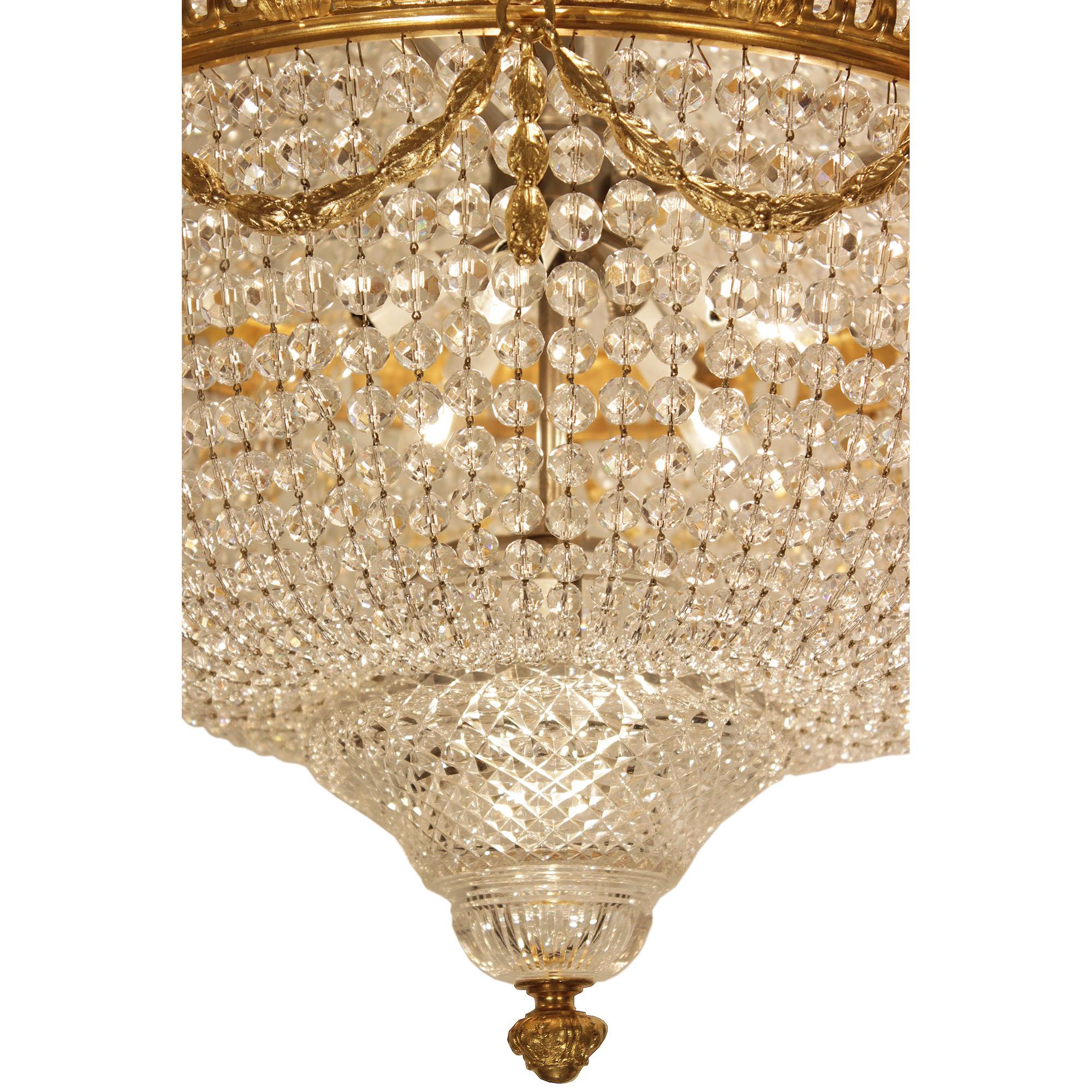 French 19th Century Louis XVI St. Baccarat Crystal And Ormolu Chandelier For Sale 2