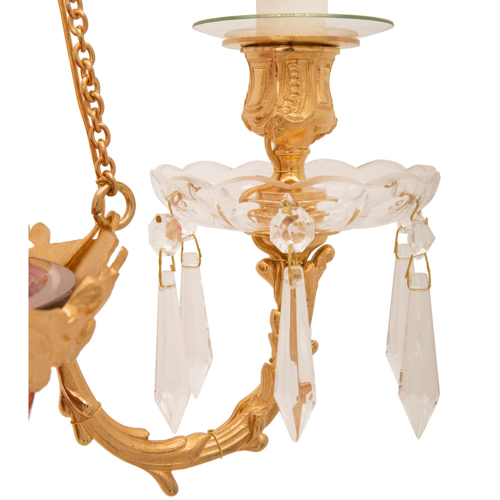 French 19th Century Louis XVI St. Baccarat Crystal And Ormolu Chandelier  2