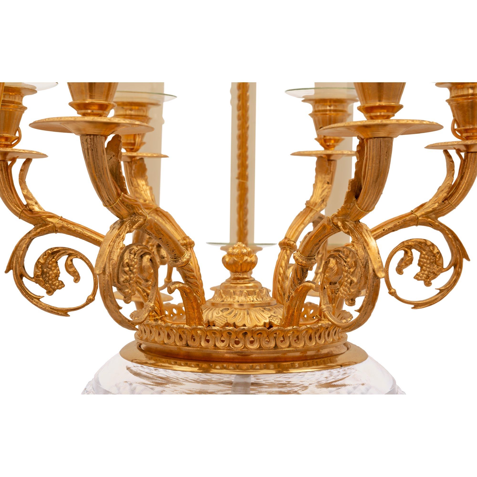 French 19th Century Louis XVI St. Baccarat Crystal and Ormolu Chandelier For Sale 2