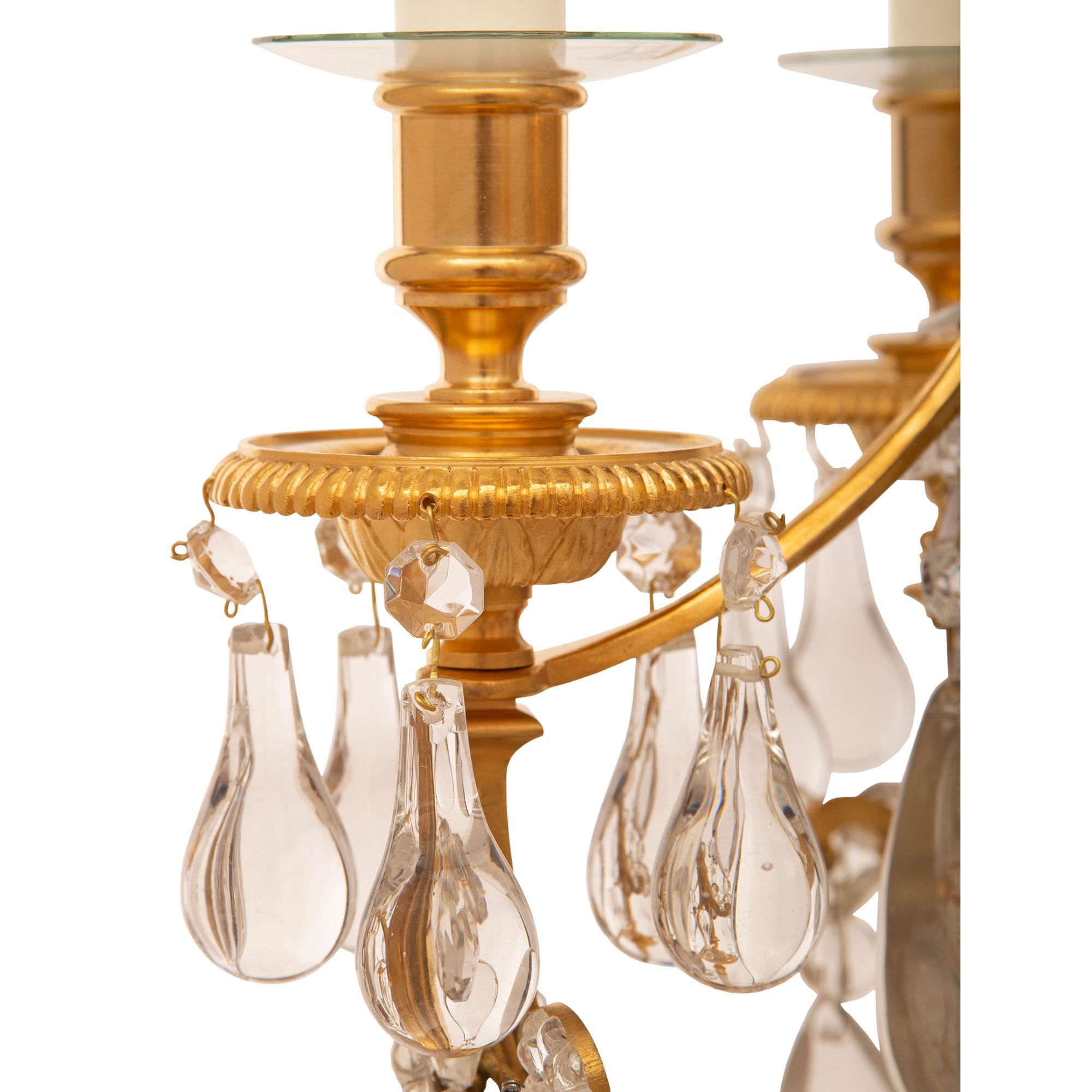 French 19th Century Louis XVI St. Baccarat Crystal and Ormolu Chandelier For Sale 4