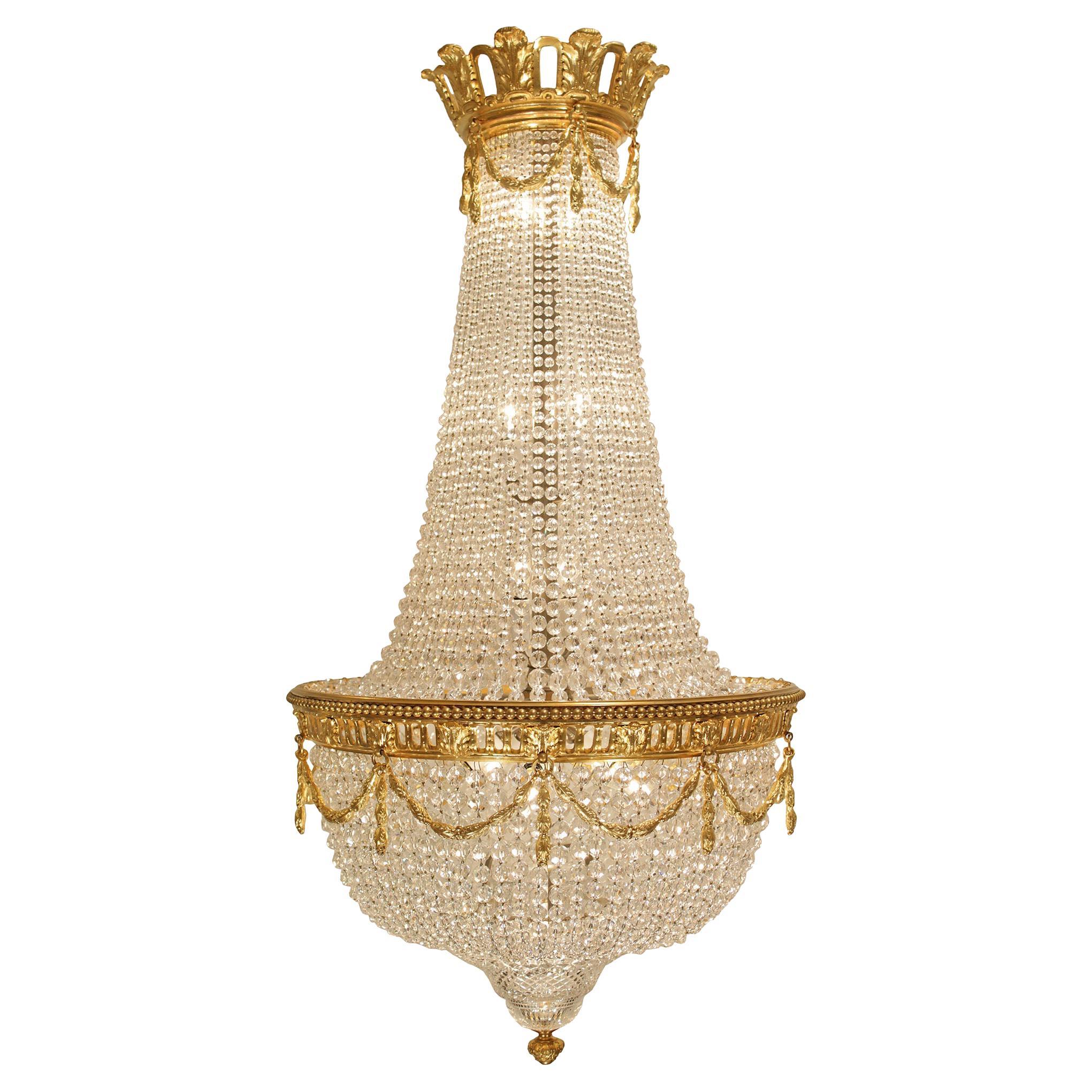 French 19th Century Louis XVI St. Baccarat Crystal And Ormolu Chandelier