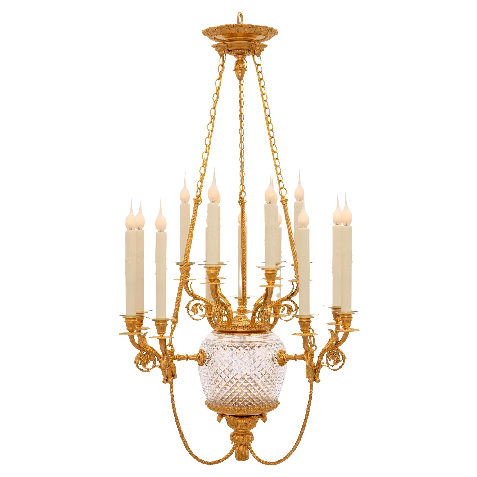 Lampadario francese del 19° secolo St. Louis Crystal e Ormolu di Baccarat