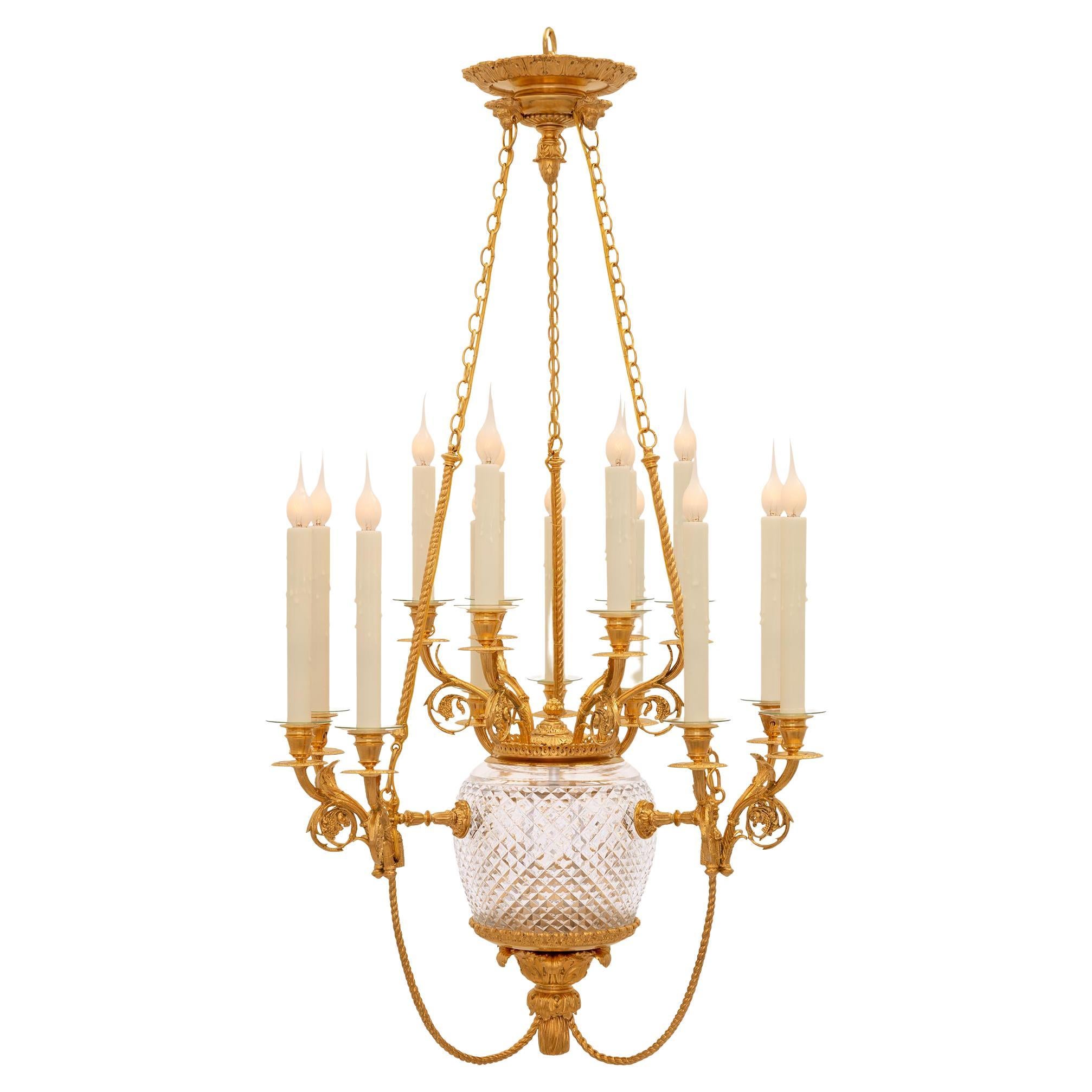 French 19th Century Louis XVI St. Baccarat Crystal and Ormolu Chandelier