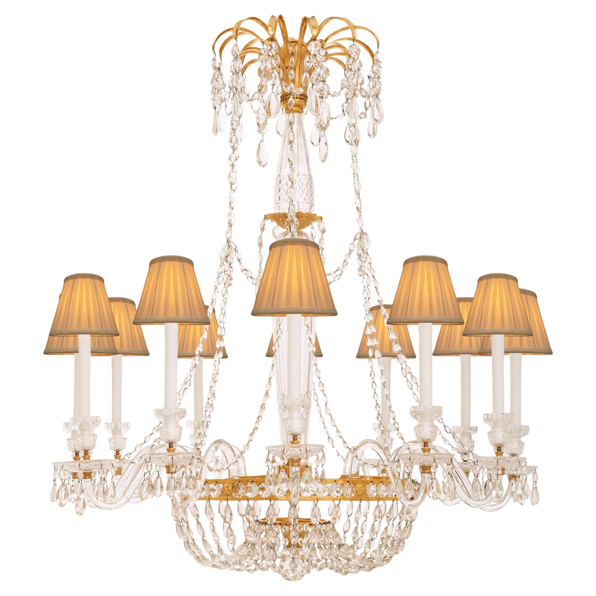 French 19th century Louis XVI st. Baccarat Crystal and Ormolu chandelier