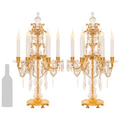 French 19th  century Louis XVI st. Baccarat Crystal and Ormolu Girondole lamps