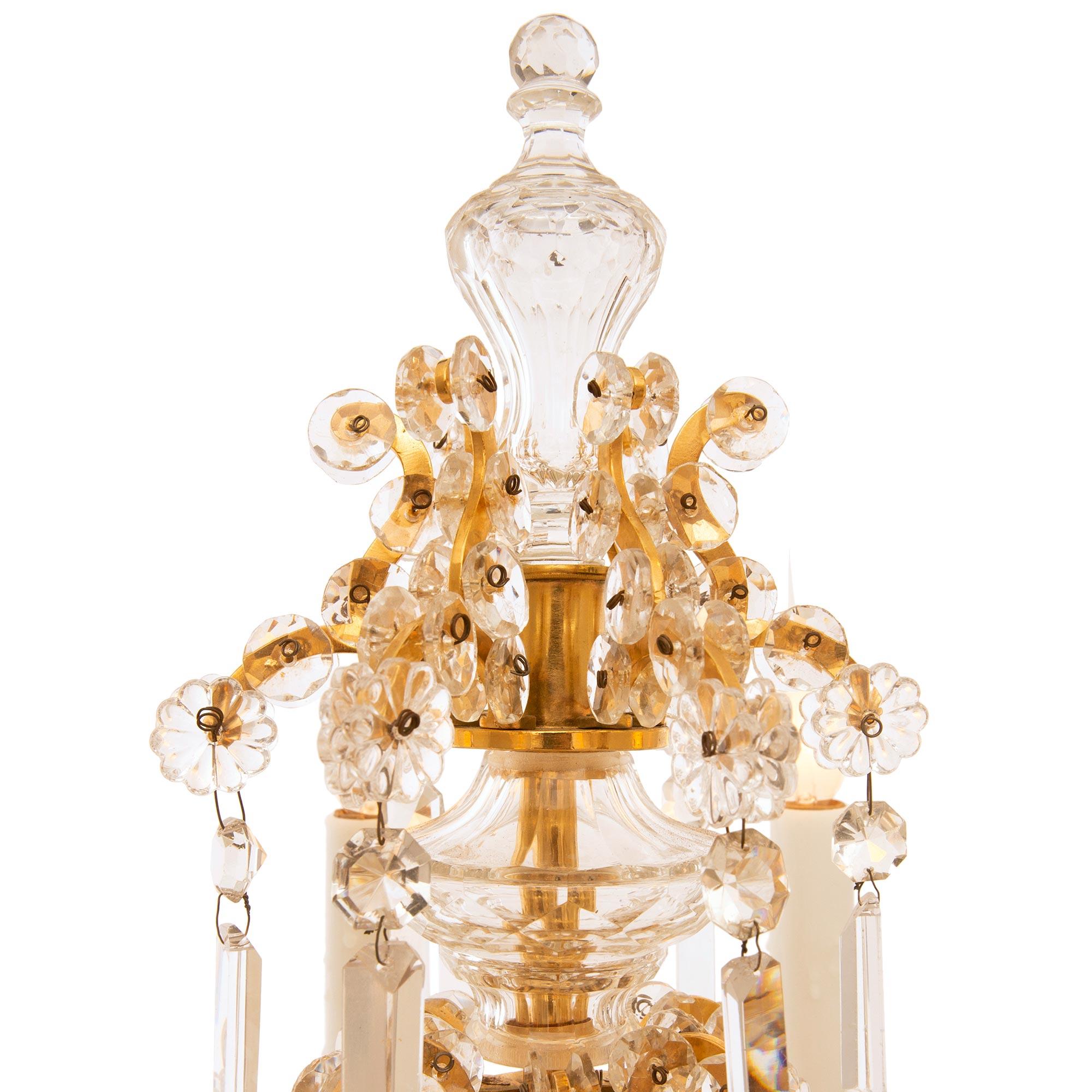 19th Century French 19th  century Louis XVI st. Baccarat Crystal and Ormolu Girondole lamps For Sale