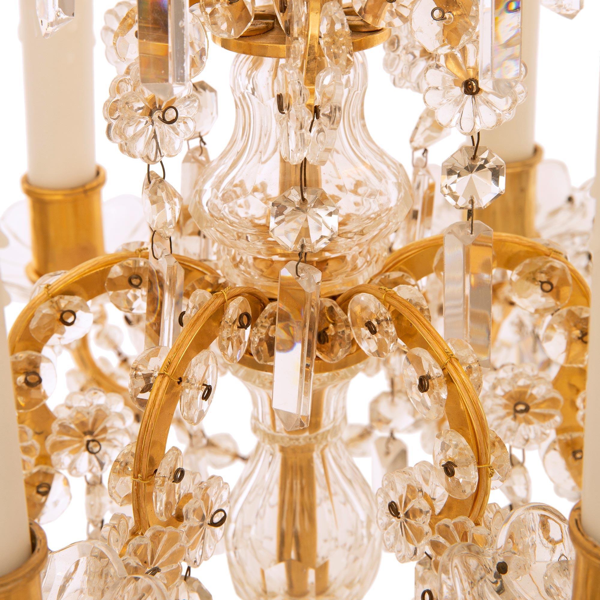 French 19th  century Louis XVI st. Baccarat Crystal and Ormolu Girondole lamps For Sale 1