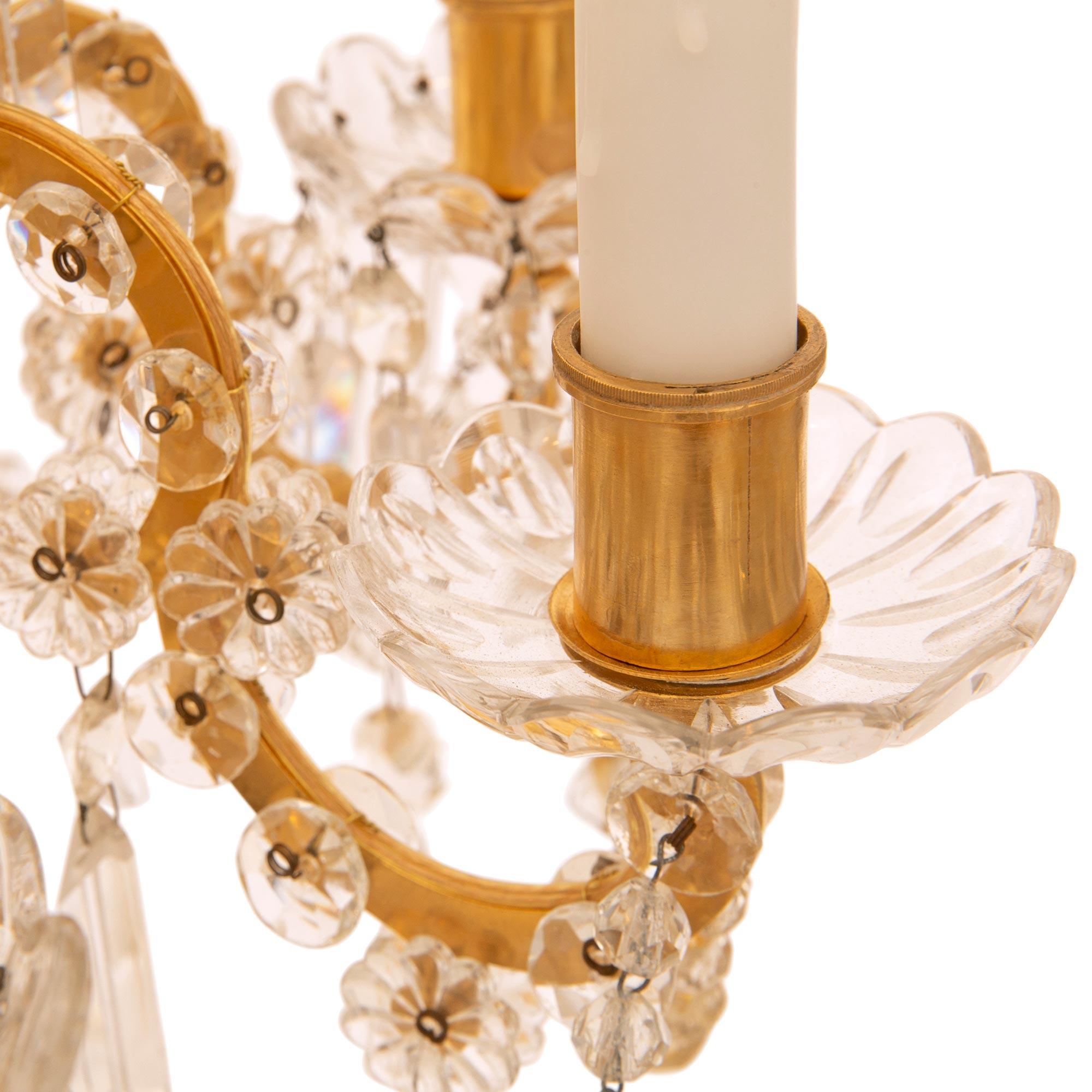 French 19th  century Louis XVI st. Baccarat Crystal and Ormolu Girondole lamps For Sale 2