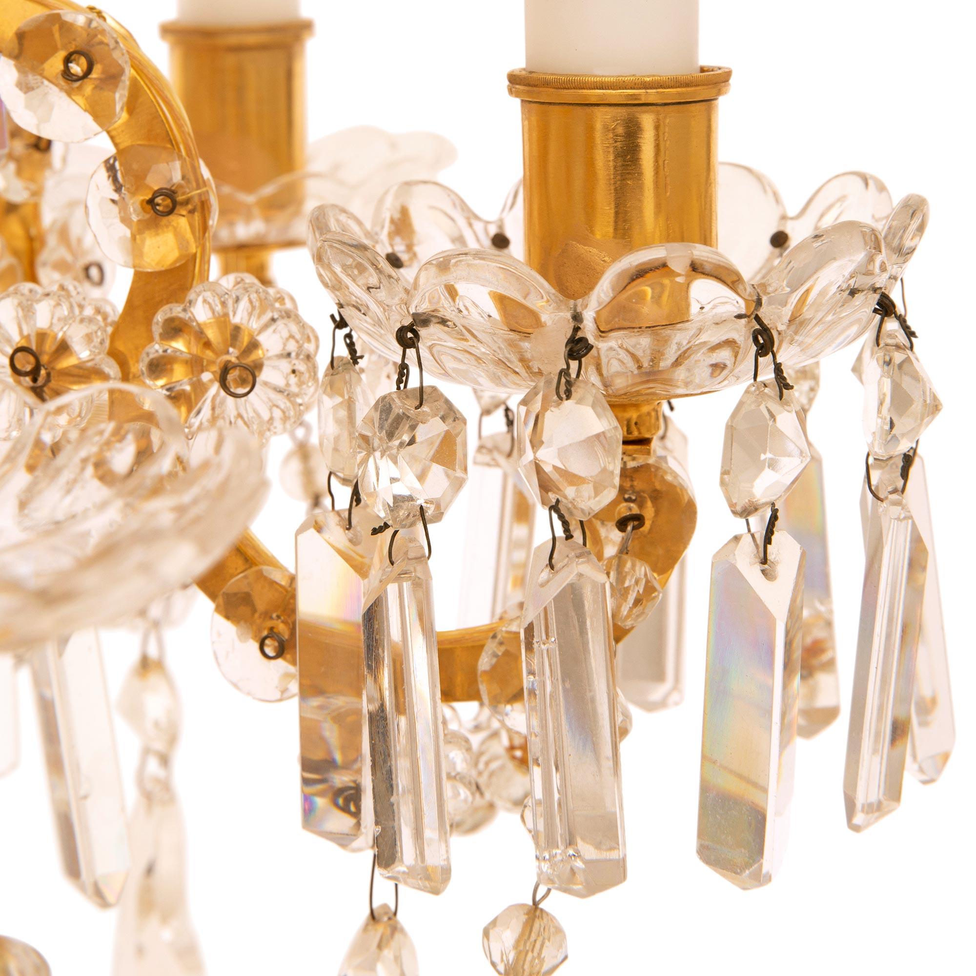 French 19th  century Louis XVI st. Baccarat Crystal and Ormolu Girondole lamps For Sale 3