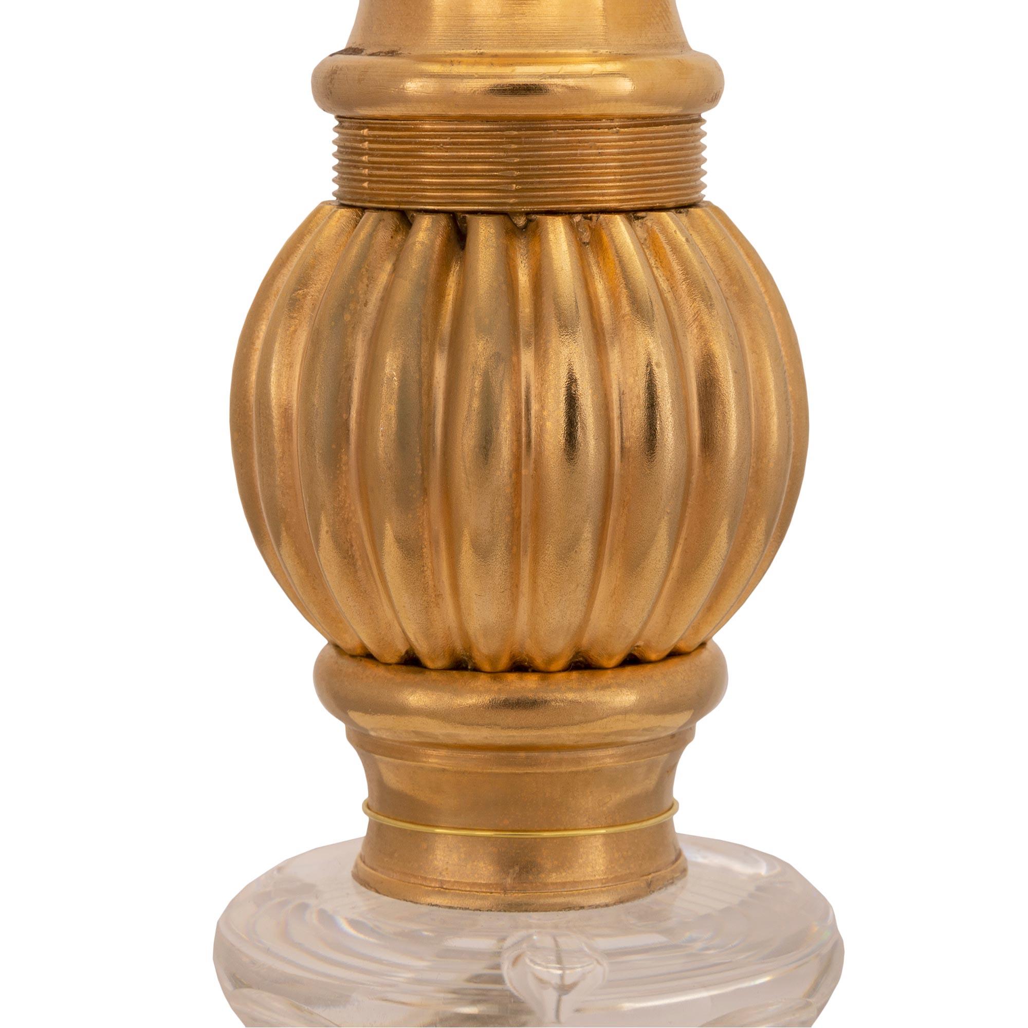 French 19th Century Louis XVI St. Baccarat Crystal and Ormolu Lamp In Good Condition For Sale In West Palm Beach, FL