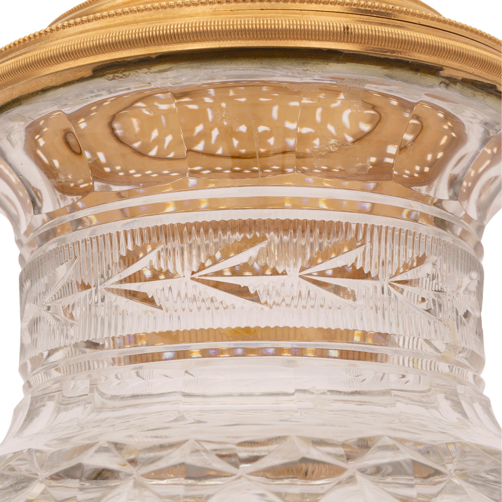French 19th Century Louis XVI St. Baccarat Crystal and Ormolu Potpourri Vase For Sale 2