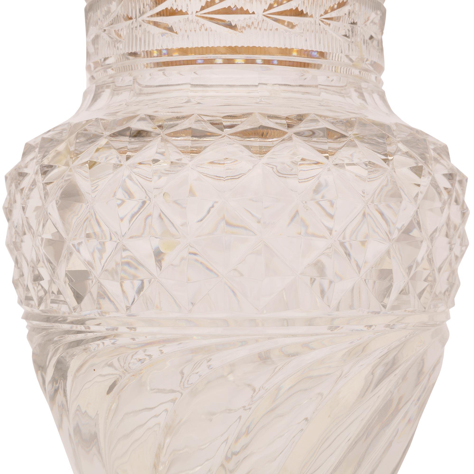French 19th Century Louis XVI St. Baccarat Crystal and Ormolu Potpourri Vase For Sale 3