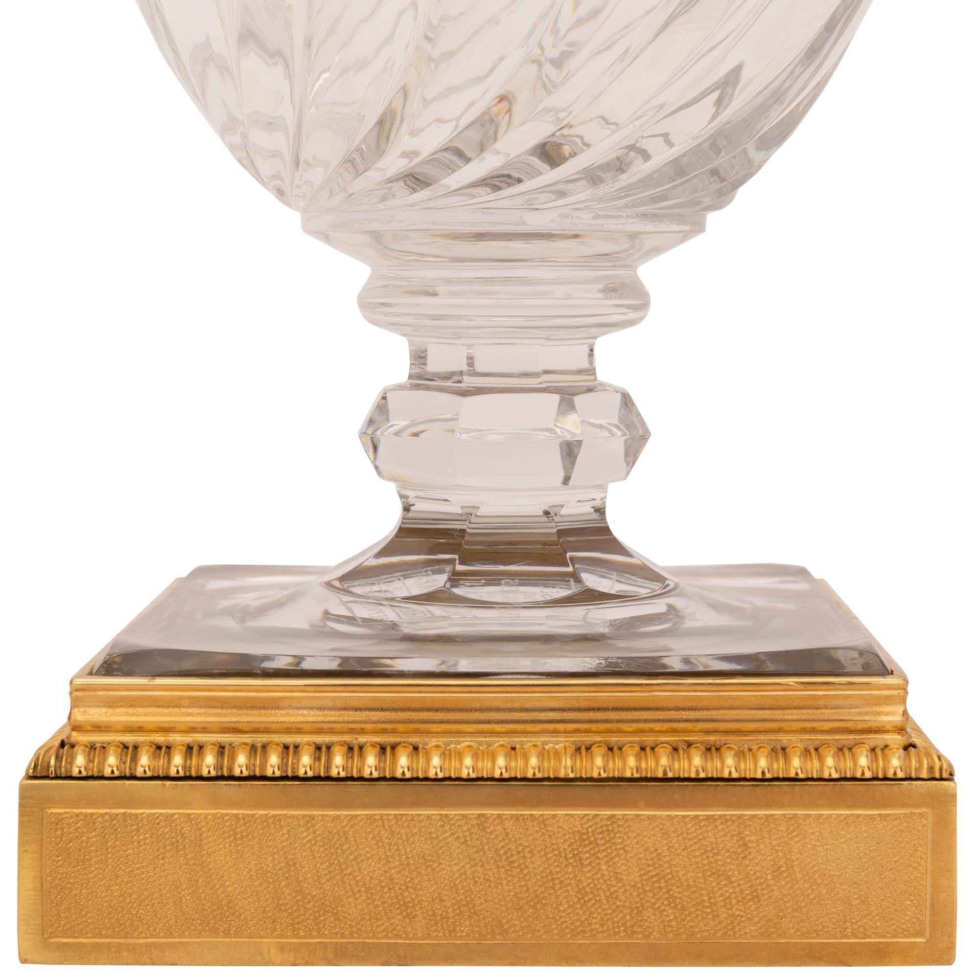French 19th Century Louis XVI St. Baccarat Crystal and Ormolu Potpourri Vase For Sale 4