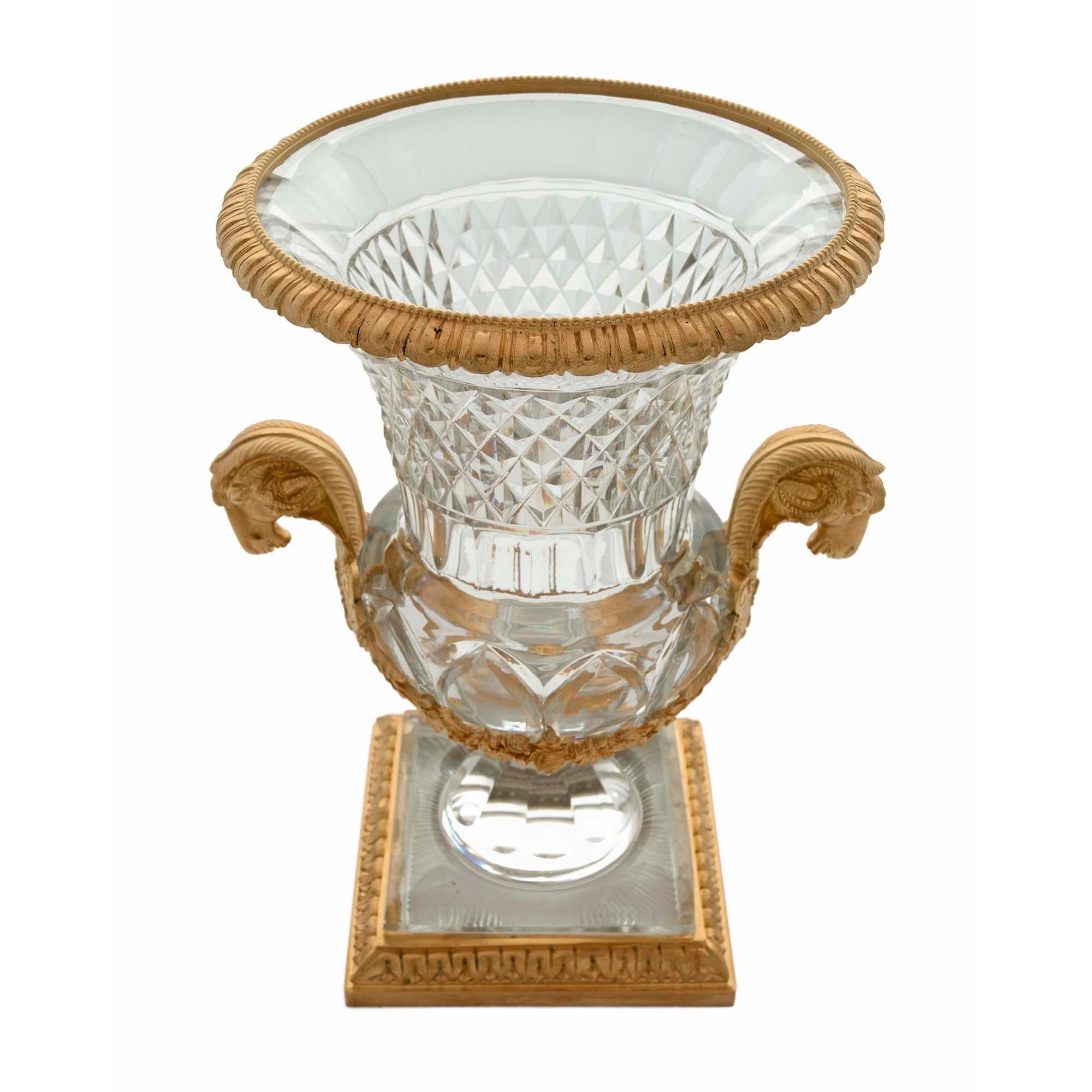 French 19th Century Louis XVI St. Baccarat Crystal and Ormolu Vase In Good Condition In West Palm Beach, FL