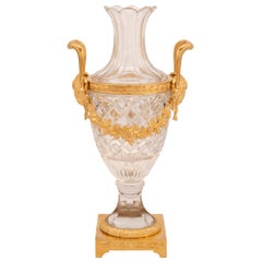 French 19th Century Louis XVI St. Baccarat Crystal And Ormolu Vase