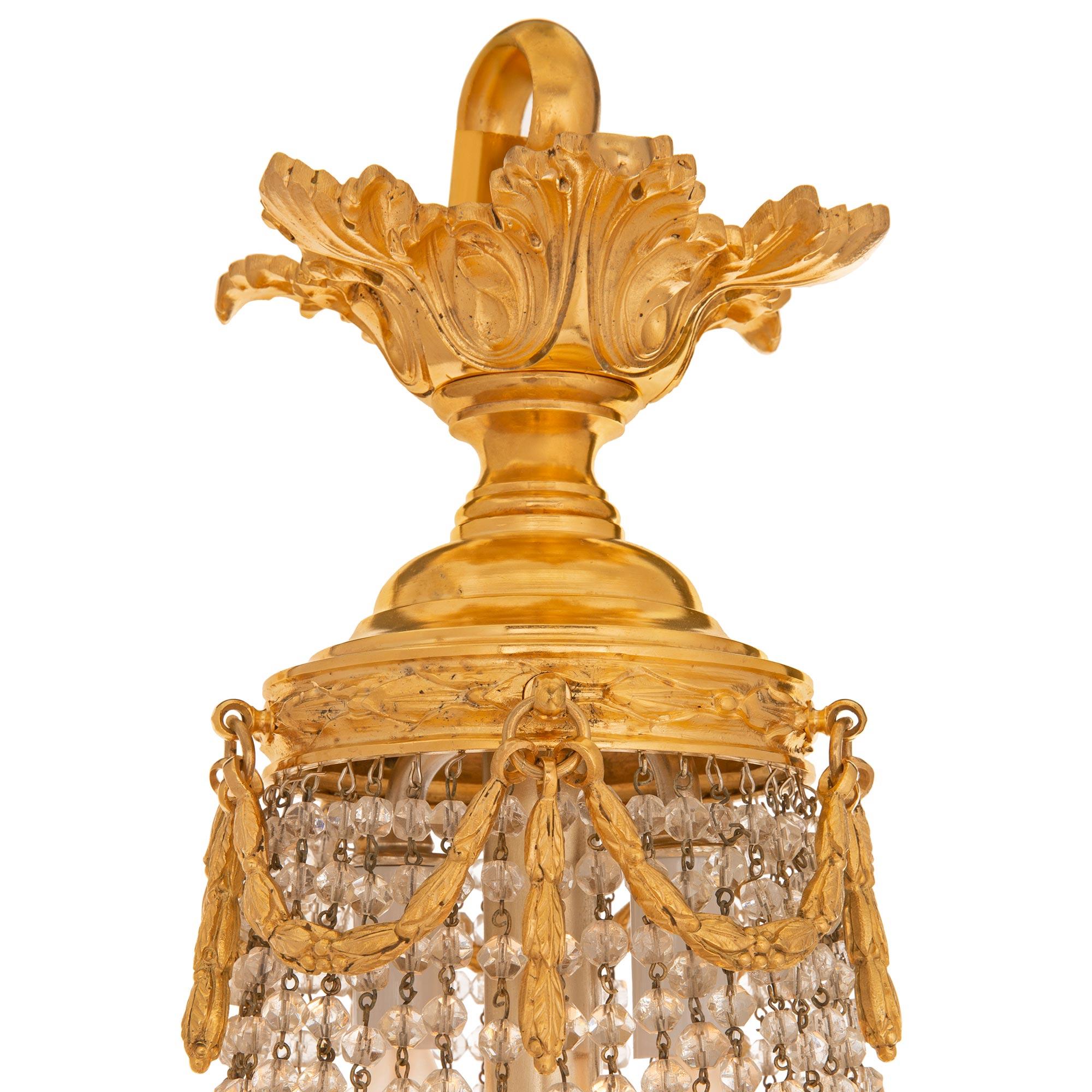 French 19th Century Louis XVI St. Baccarat Crystal, Glass & Ormolu Chandelier In Good Condition In West Palm Beach, FL