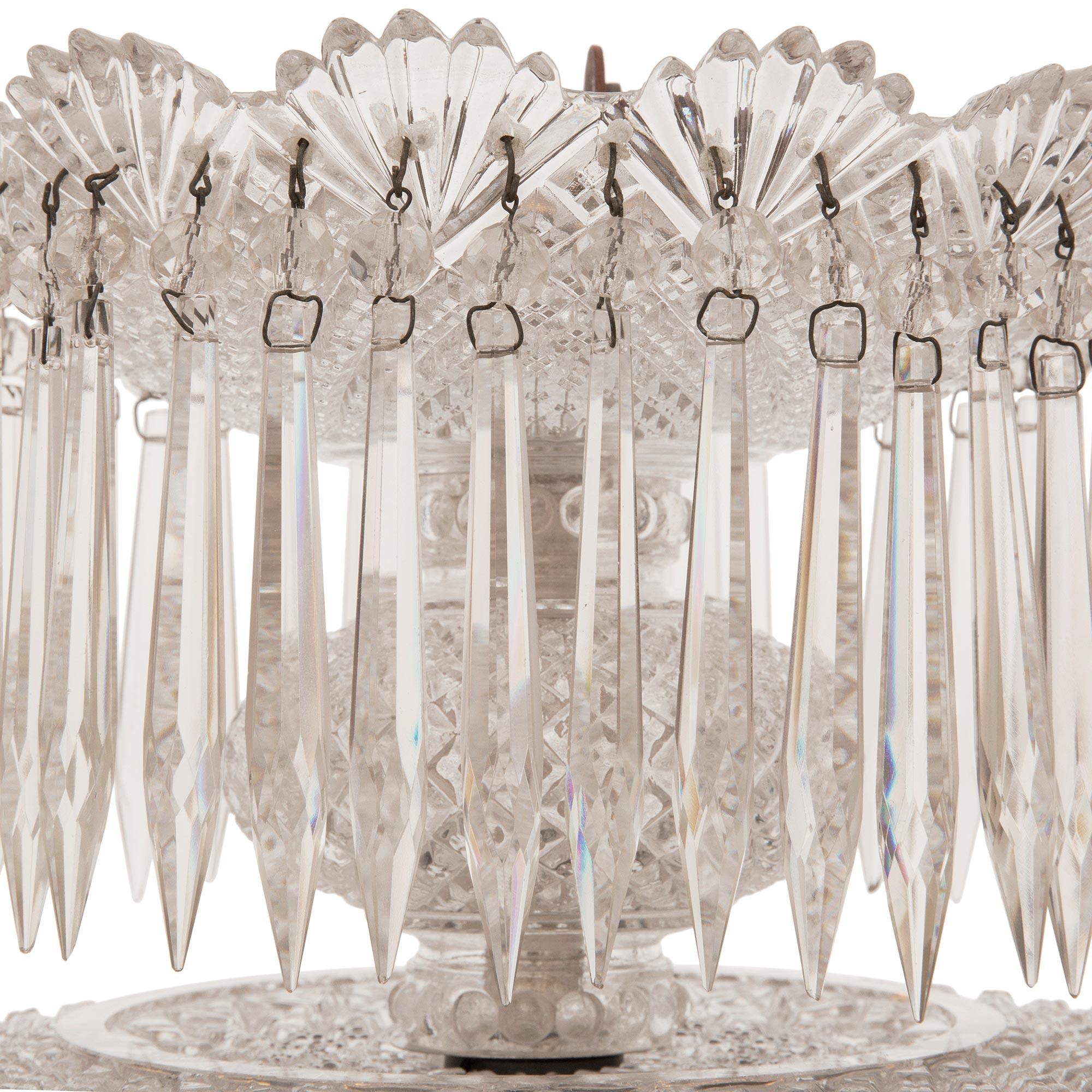 French 19th Century Louis XVI St. Baccarat Crystal Plafonnier Chandelier In Good Condition For Sale In West Palm Beach, FL