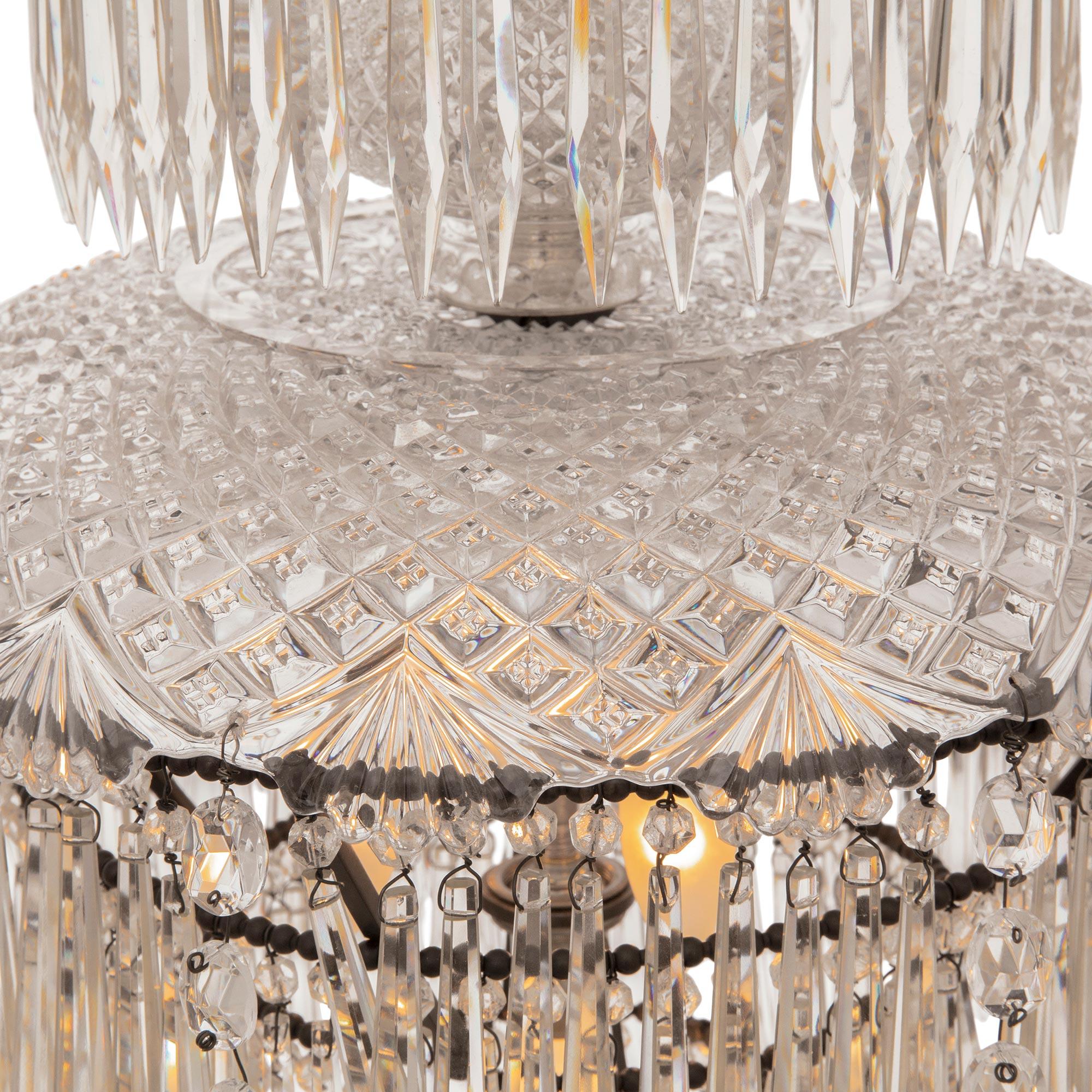 French 19th Century Louis XVI St. Baccarat Crystal Plafonnier Chandelier For Sale 1