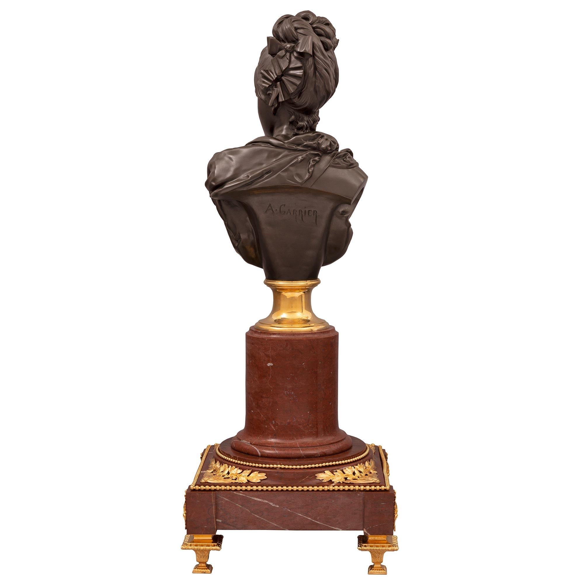 French 19th Century Louis XVI St. Belle Époque Period Clock and Bust In Good Condition For Sale In West Palm Beach, FL