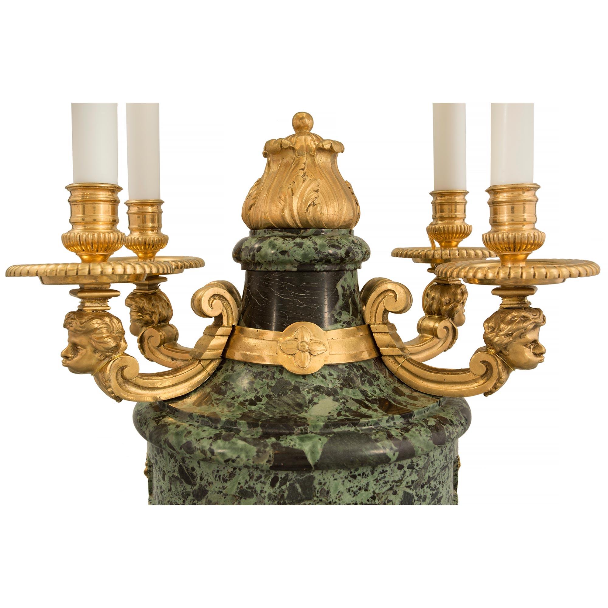 French 19th Century Louis XVI St. Belle Époque Period Marble and Ormolu Lamps For Sale 1