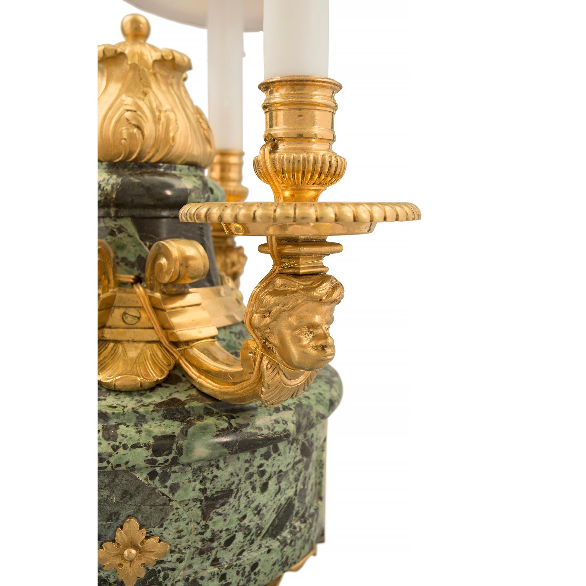 French 19th Century Louis XVI St. Belle Époque Period Marble and Ormolu Lamps For Sale 2