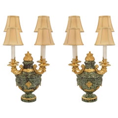 French 19th Century Louis XVI St. Belle Époque Period Marble and Ormolu Lamps