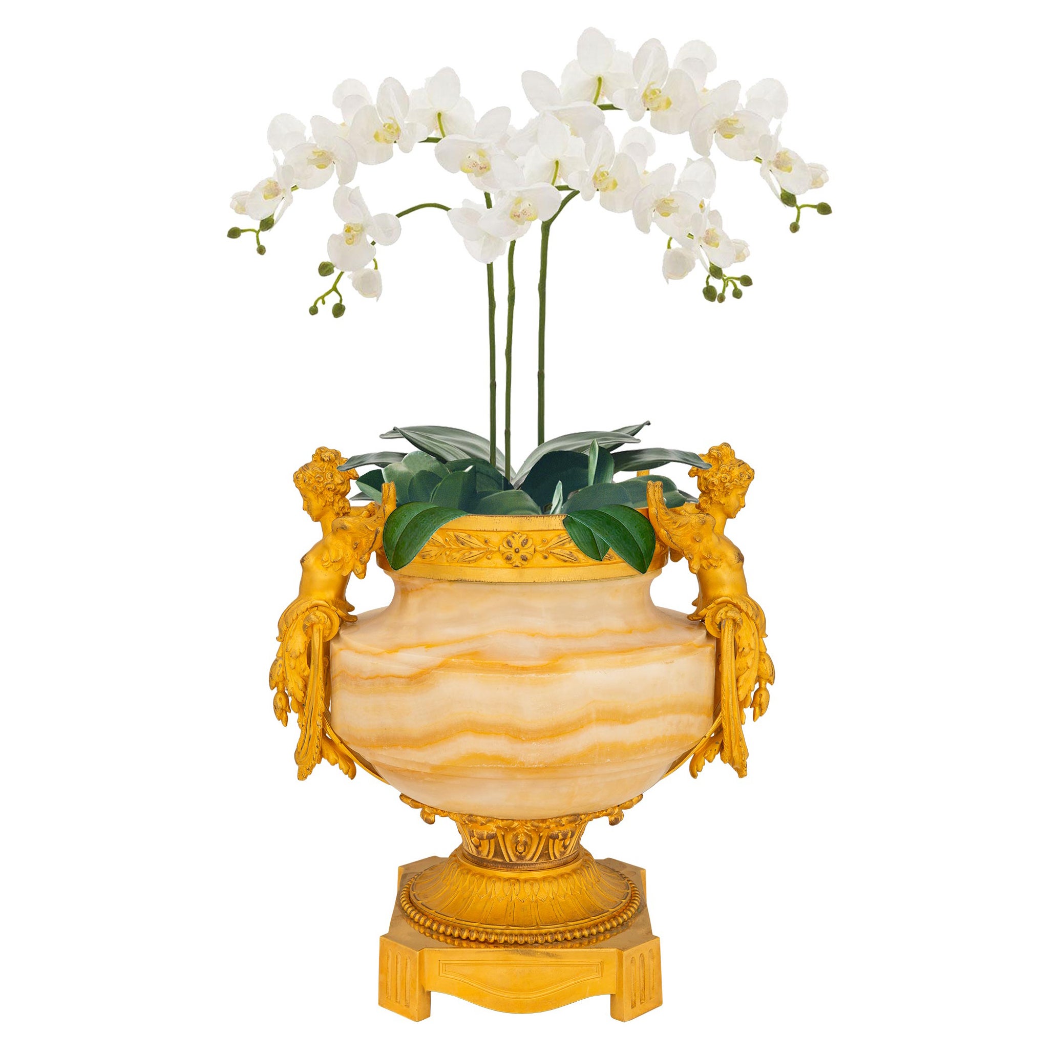 Urne en onyx et ormolu du XIXe siècle de style Louis XVI et de la période Belle Époque