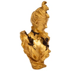 French 19th Century Louis XVI St. Belle Époque Period Ormolu and Bronze Bust