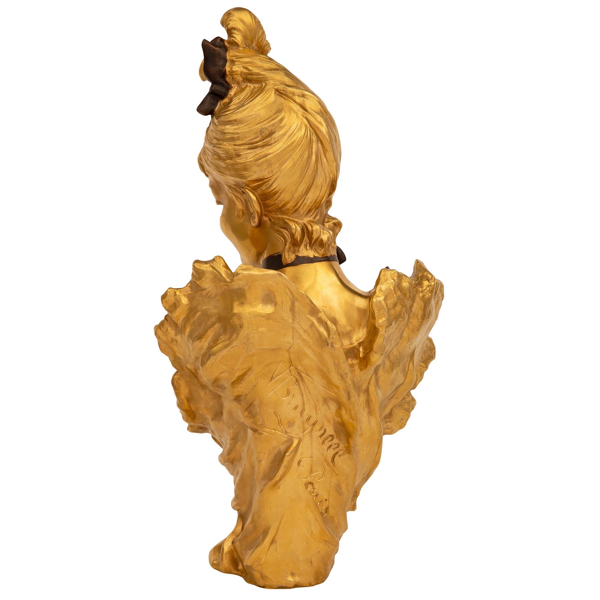 Französische Goldbronze- und Bronzebüste aus der Louis-XVI.-Stil der Belle Poque-Periode des 19. Jahrhunderts (Patiniert) im Angebot