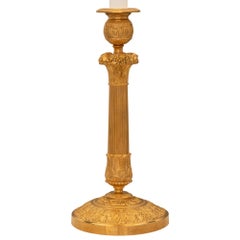 French 19th Century Louis XVI St. Belle Époque Period Ormolu Candlestick Lamps