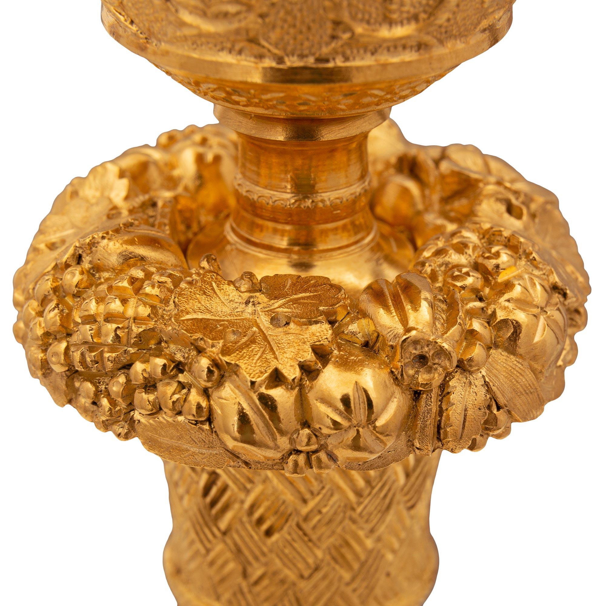 French 19th Century Louis XVI St. Belle Époque Period Ormolu Candlestick Lamps For Sale 1