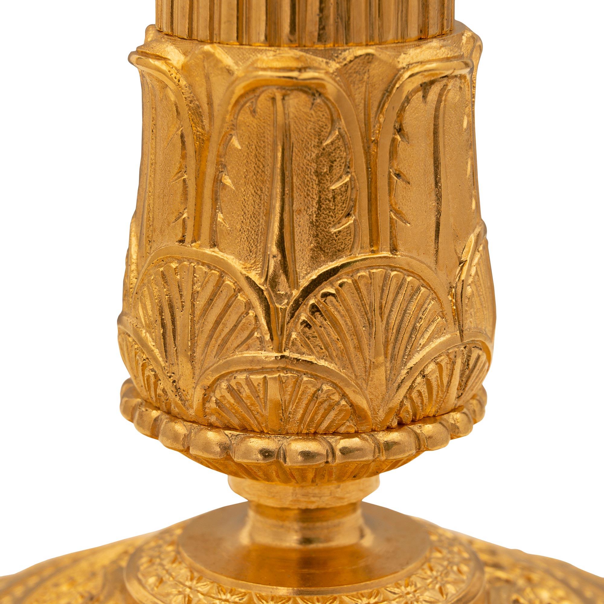 French 19th Century Louis XVI St. Belle Époque Period Ormolu Candlestick Lamps For Sale 3