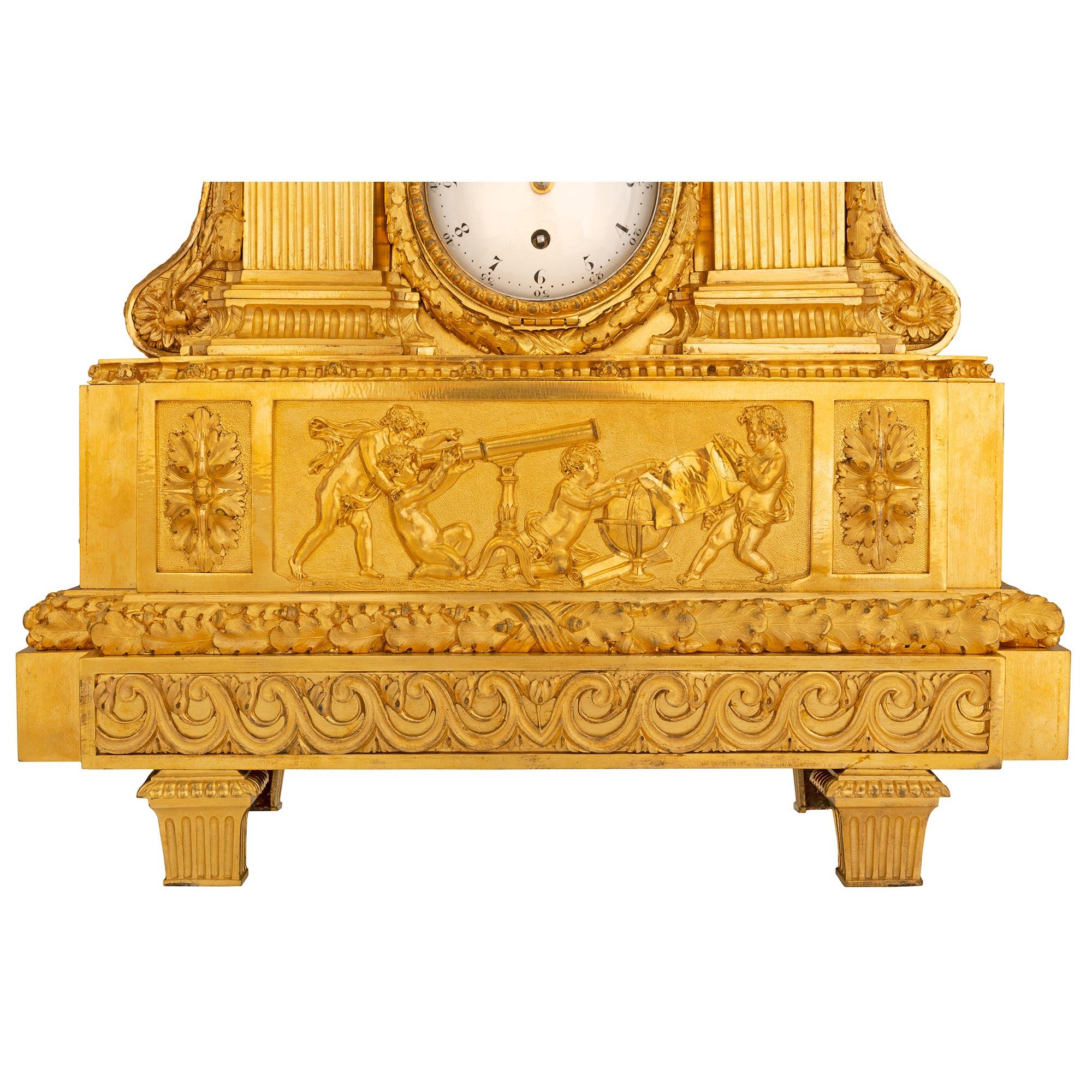 French 19th Century Louis XVI St. Belle Époque Period Ormolu Clock For Sale 5
