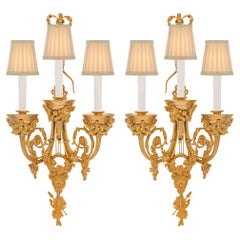 Antique French 19th Century Louis XVI St. Belle Époque Period Ormolu Sconces