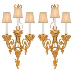 Vintage French 19th Century Louis XVI St. Belle Époque Period Ormolu Sconces