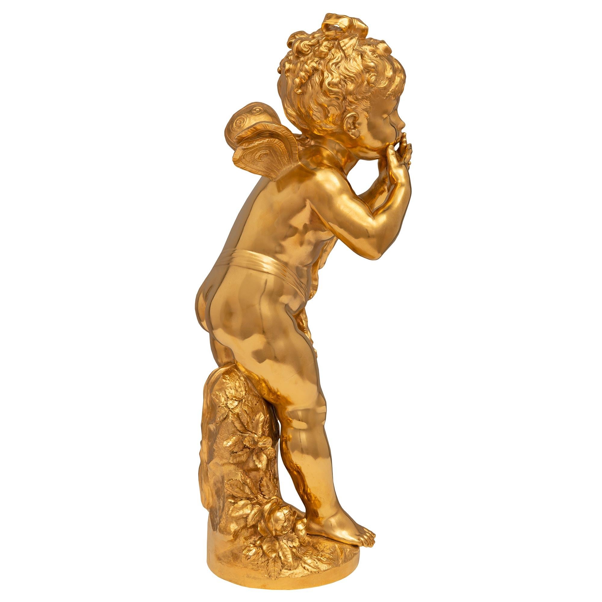 Belle Époque Statue française du 19ème siècle en bronze doré de style Louis XVI de la période Belle poque en vente